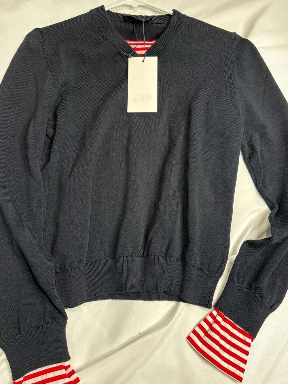 COMBINATION STRIPED KNIT JUMPER - Navy blue